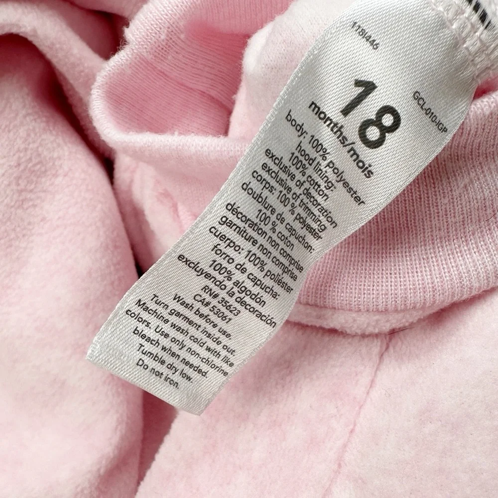 Carter's Girls Bear Fleece Hooded One Piece Coverall Jumpsuit Pink